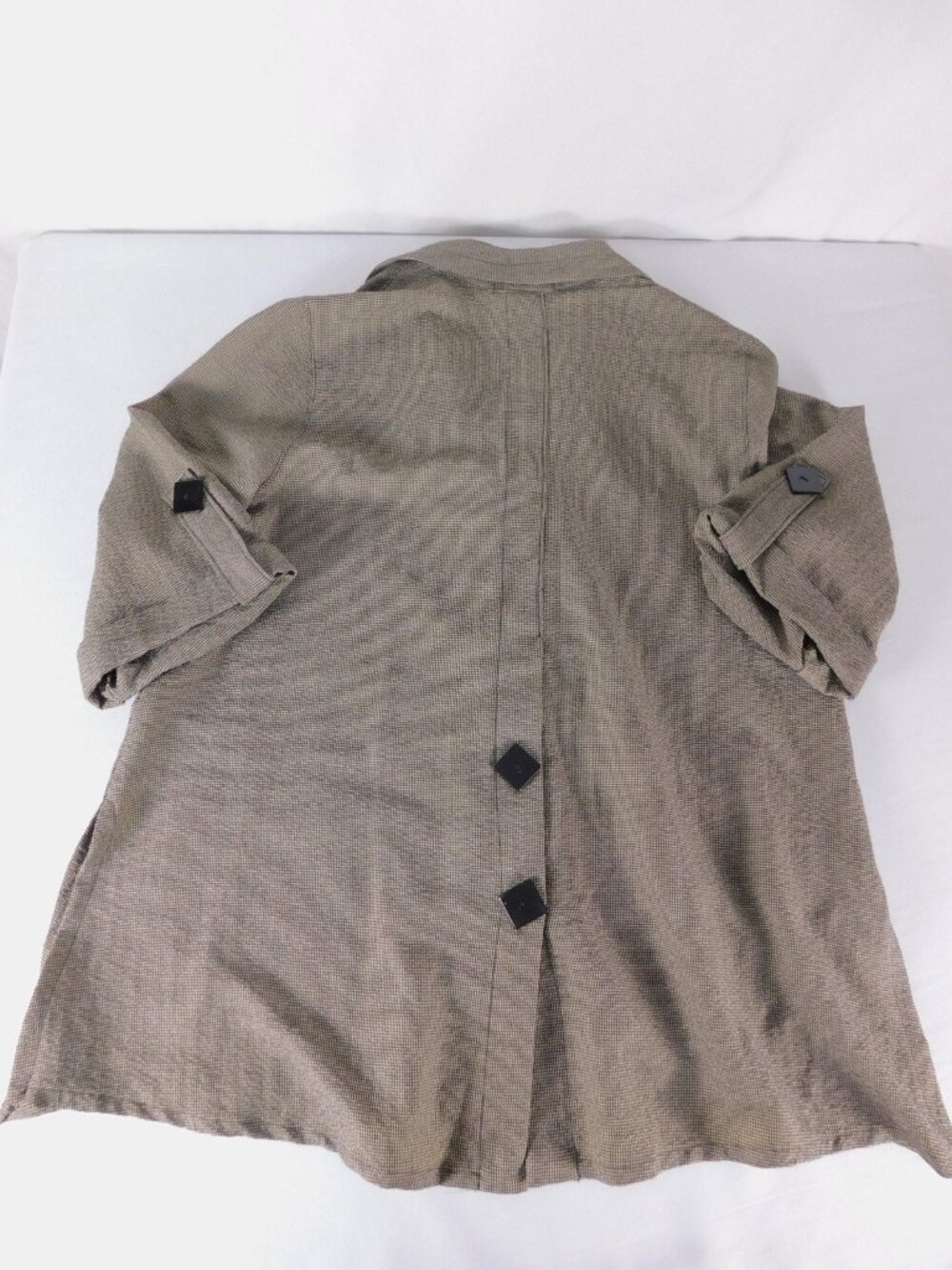 Moonlight Blazer Womens M Beige Check 3/4 Sleeve Button Front Pockets Jacket - Picture 8 of 12